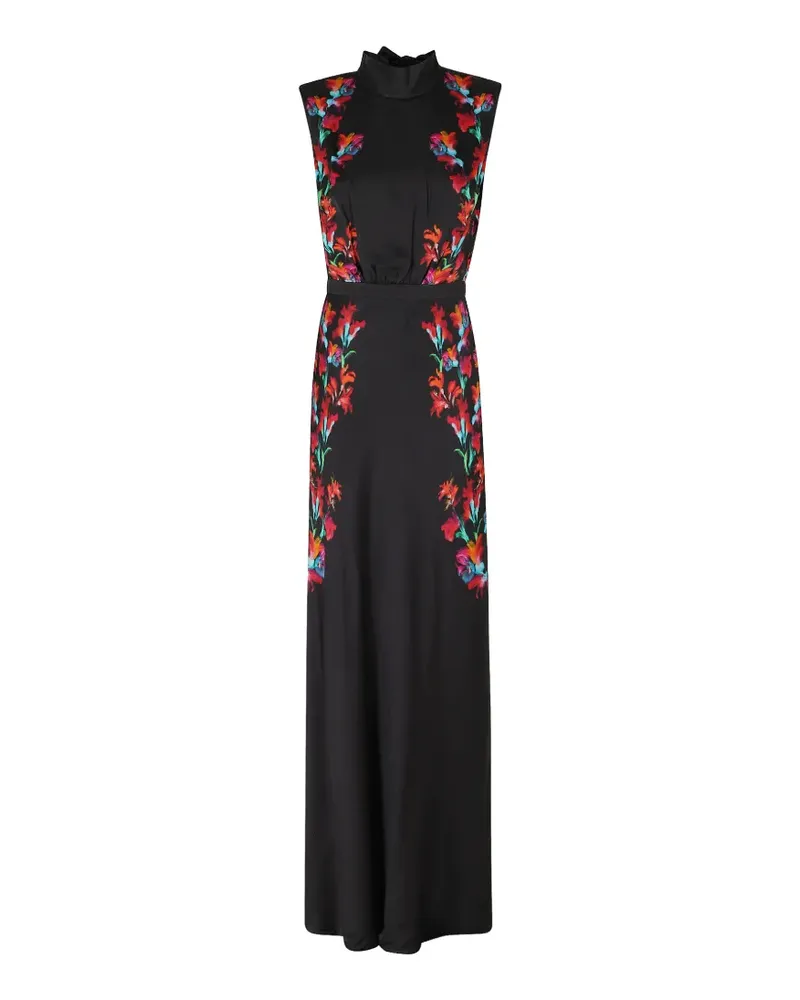 Saloni Fleur Maxikleid mit Blumenprint - Schwarz Schwarz