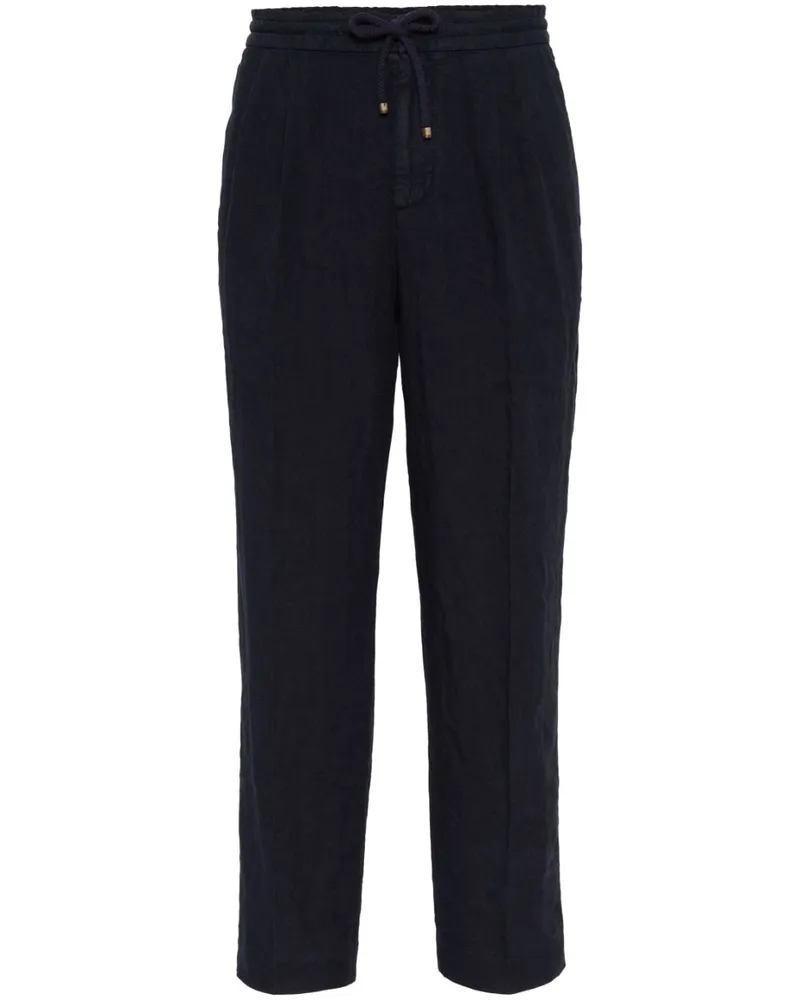 Brunello Cucinelli Hose aus Leinen mit Kordelzug - Blau Blau