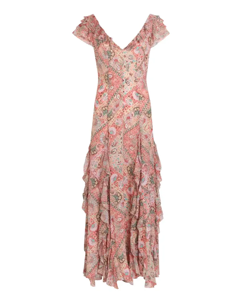 RIXO Ambika ruffled paisley-print maxi dress - Rosa Rosa