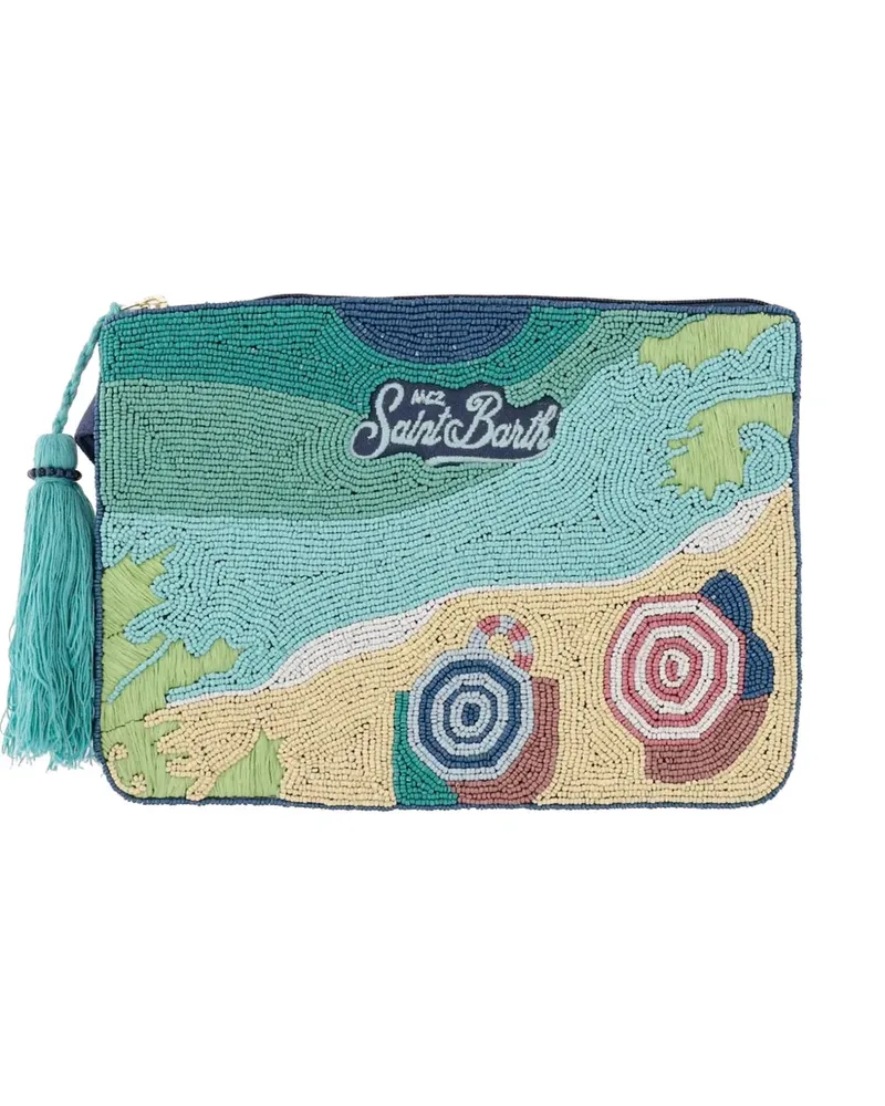 MC2 Saint Barth beaded beach-motif clutch bag - Blau Blau