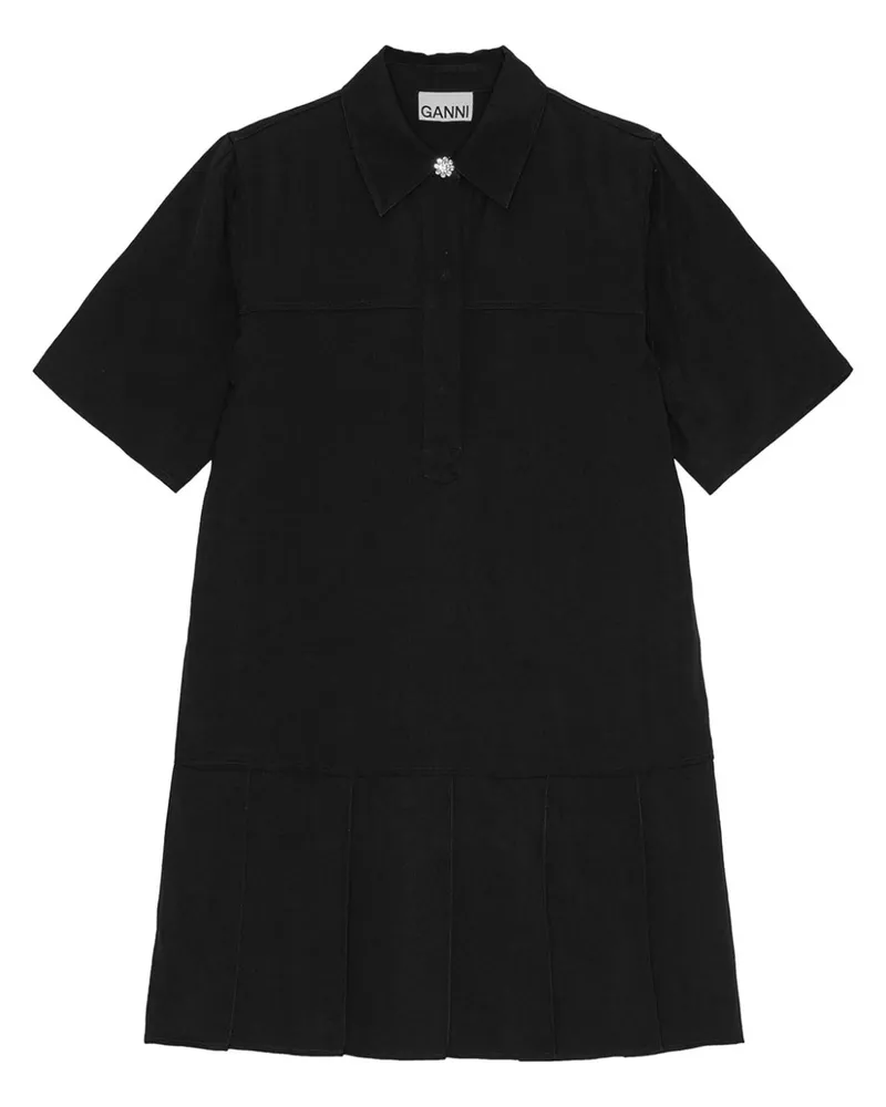 Ganni Minikleid aus Twill - Schwarz Schwarz