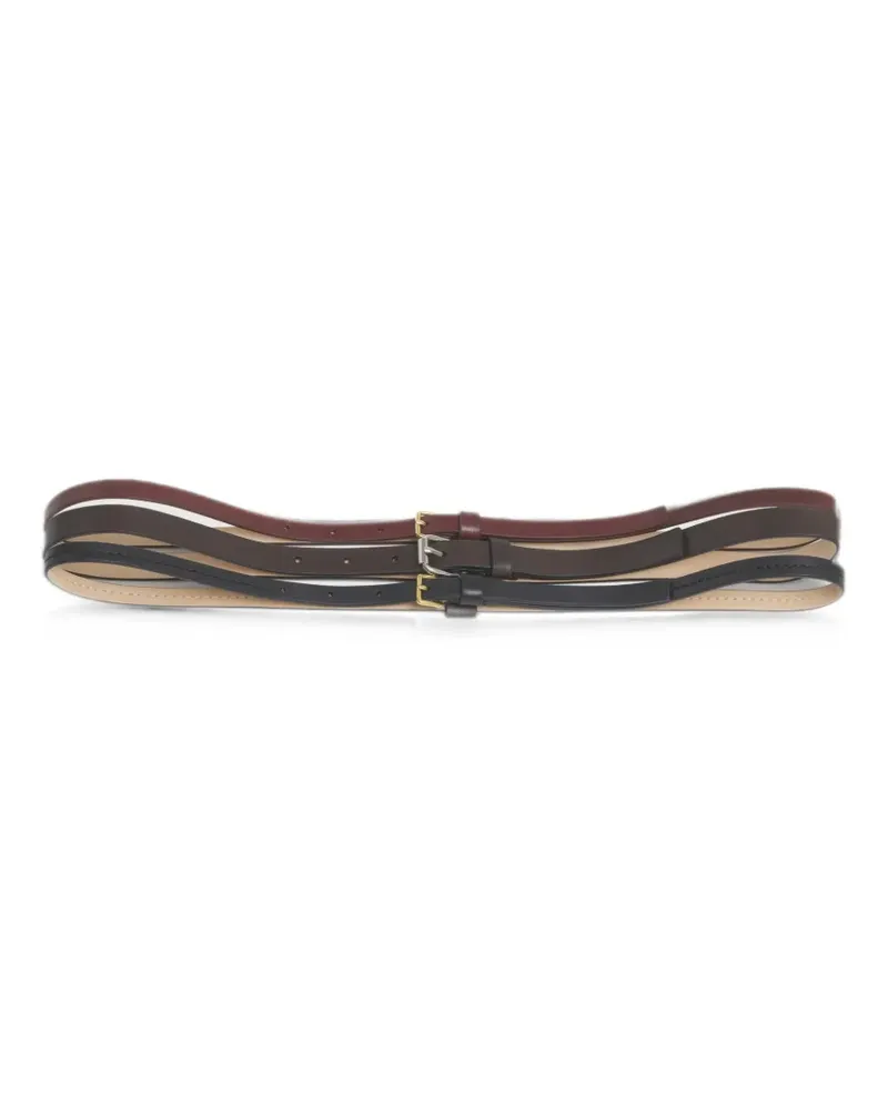 Marni red, brown and black triple-strand leather belt - Braun Braun