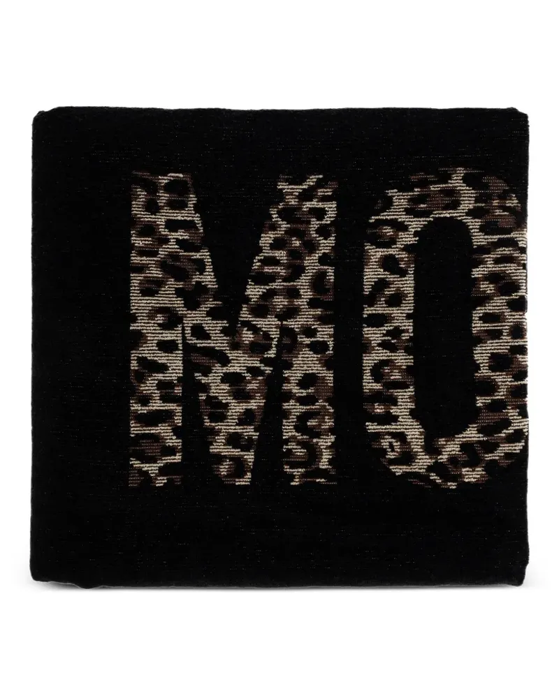 Moschino logo animal print bath towel - Schwarz Schwarz