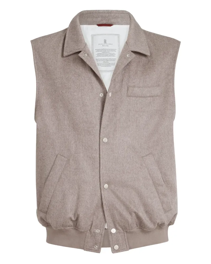 Brunello Cucinelli flannel padded gilet - Nude Nude