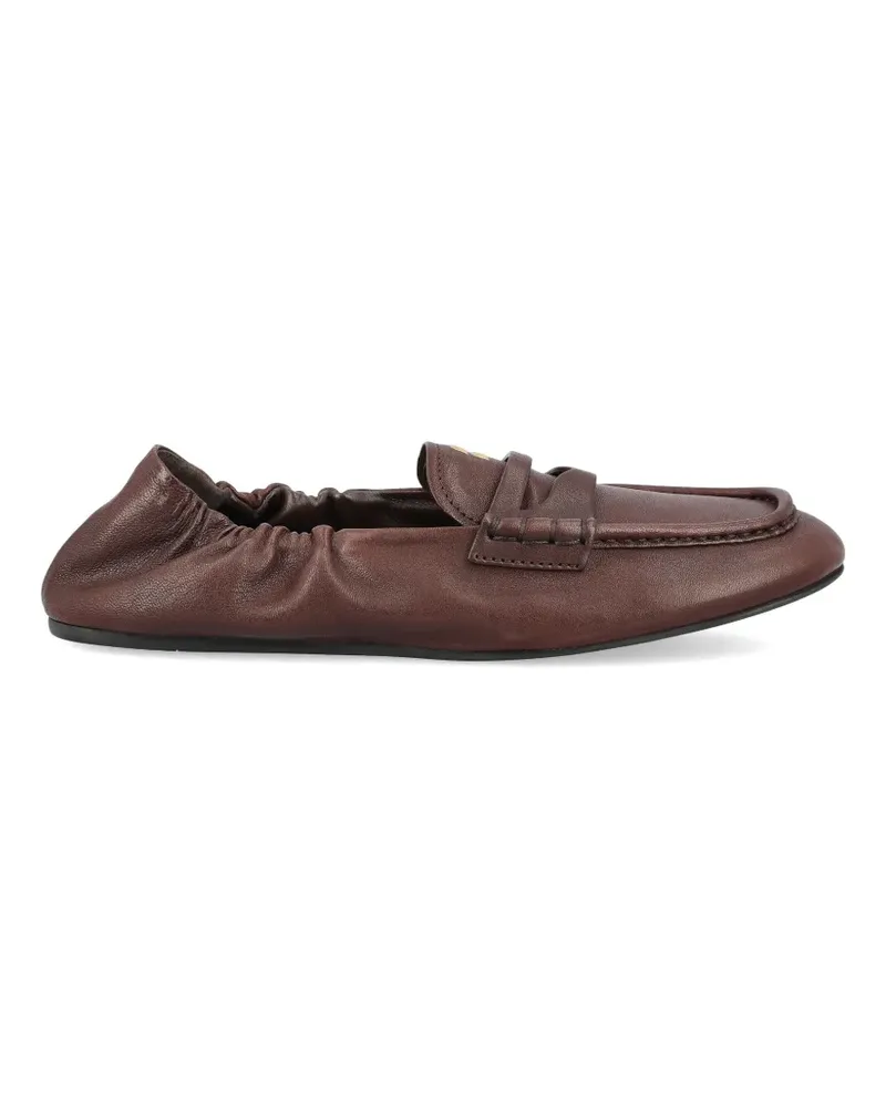 Miu Miu ruffled leather loafers - Braun Braun