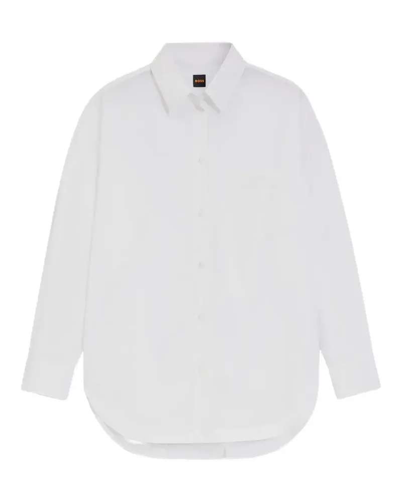HUGO BOSS logo-embroidered oversized shirt - Weiß Weiß