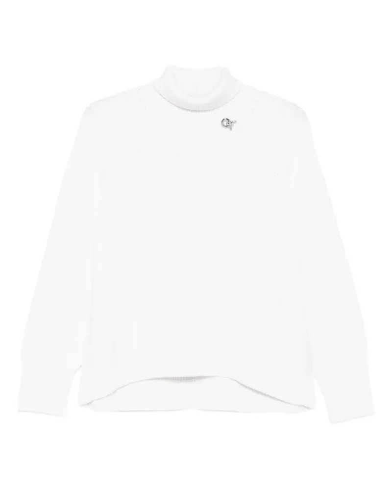 Fabiana Filippi Rollkragenpullover mit Brosche - Weiß Weiß