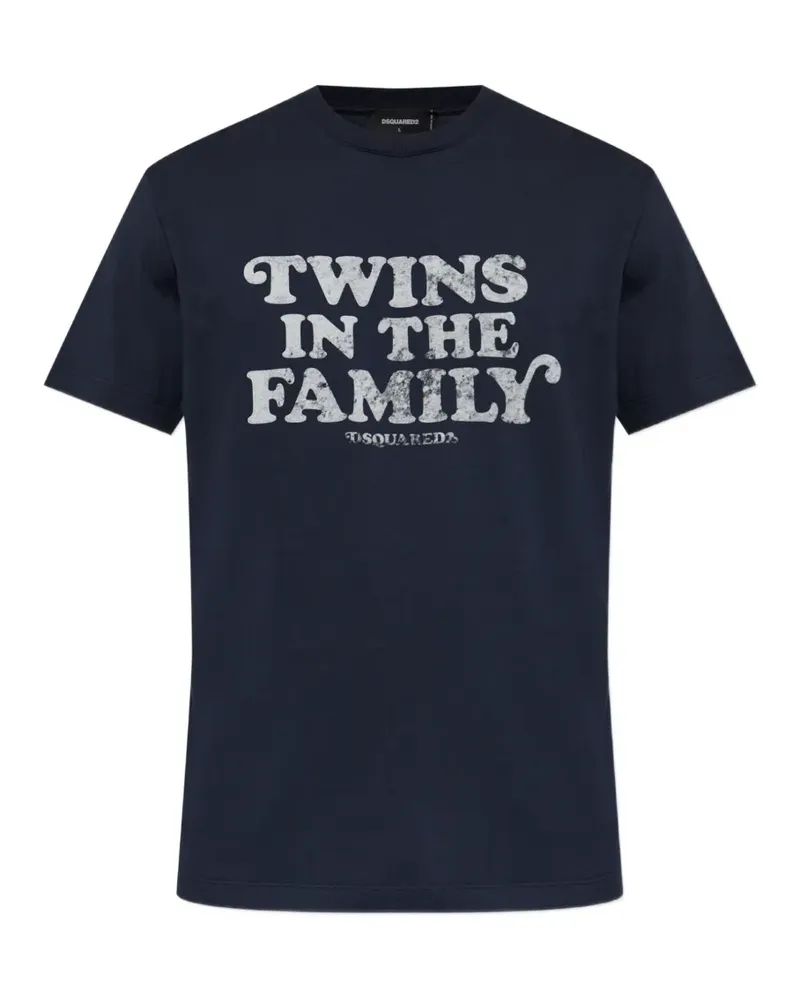 Dsquared2 T-Shirt mit Slogan-Print - Blau Blau