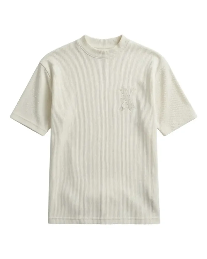 John Richmond Geripptes T-Shirt mit Logo-Stickerei - Nude Nude