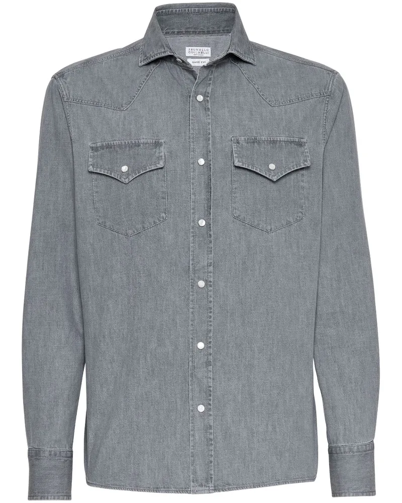 Brunello Cucinelli Jeanshemd im Western-Look - Grau Grau