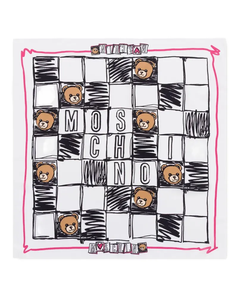 Moschino Schal mit Teddybär-Print - Weiß Weiß