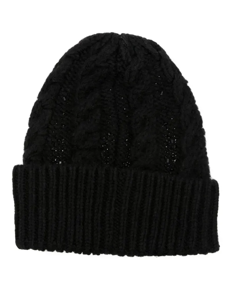 Ermanno Scervino Beanie mit Zopfmuster - Schwarz Schwarz