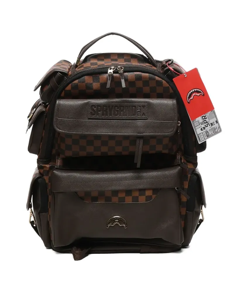 Sprayground Karierter Rucksack mit Taschen - Braun Braun