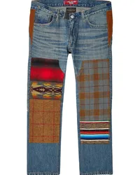 Junya Watanabe Halbhohe Jeans im Patchwork-Look Blau