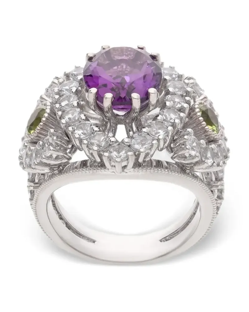 Dolce & Gabbana 18kt Eleganza Weißgoldring mit Schmucksteinen - Silber Silber