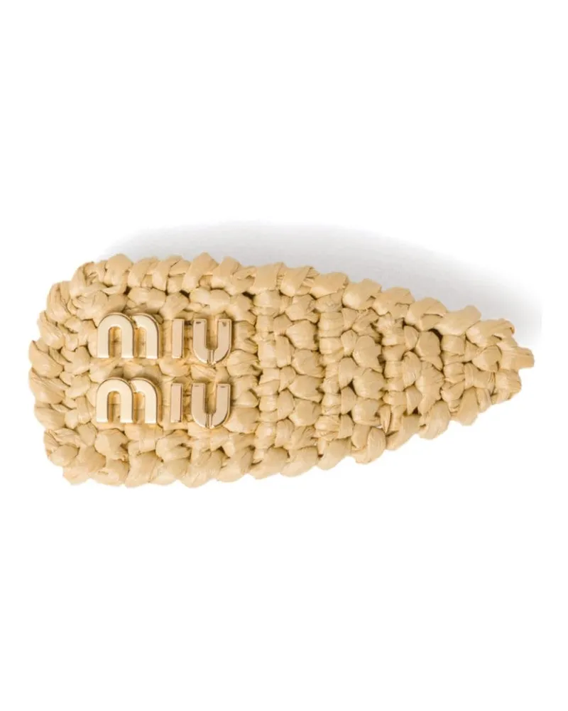 Miu Miu Haarspange mit Logo - Nude Nude