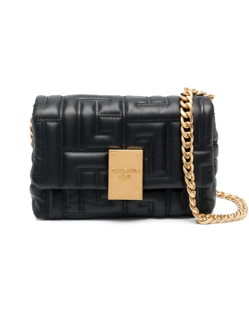 Balmain Kleine Schultertasche mit Steppmuster - Schwarz Schwarz