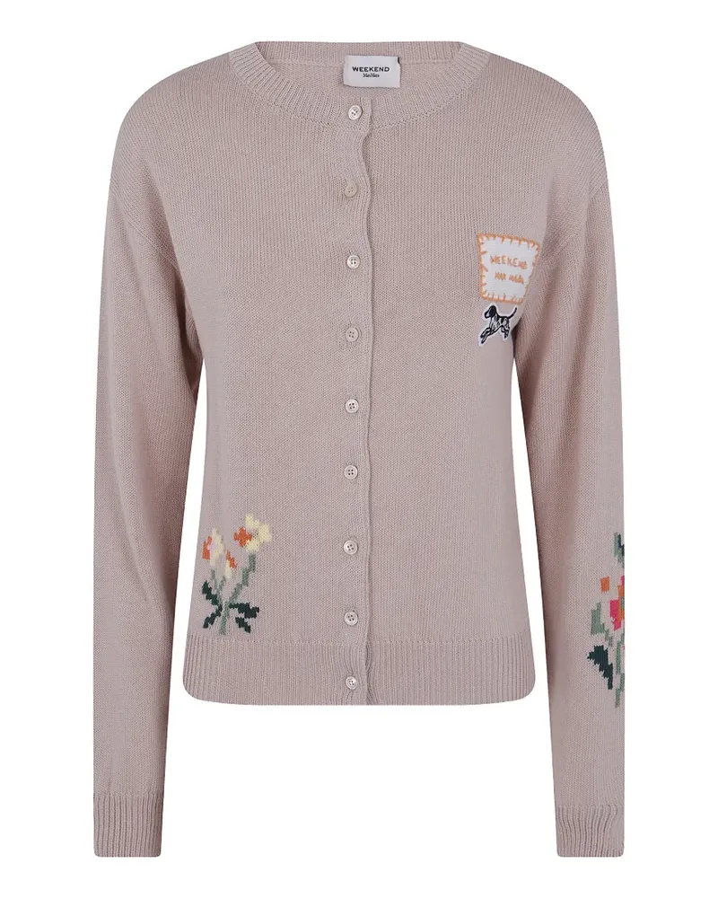 Max Mara Bestickter Cardigan mit Blumenintarsie - Nude Nude