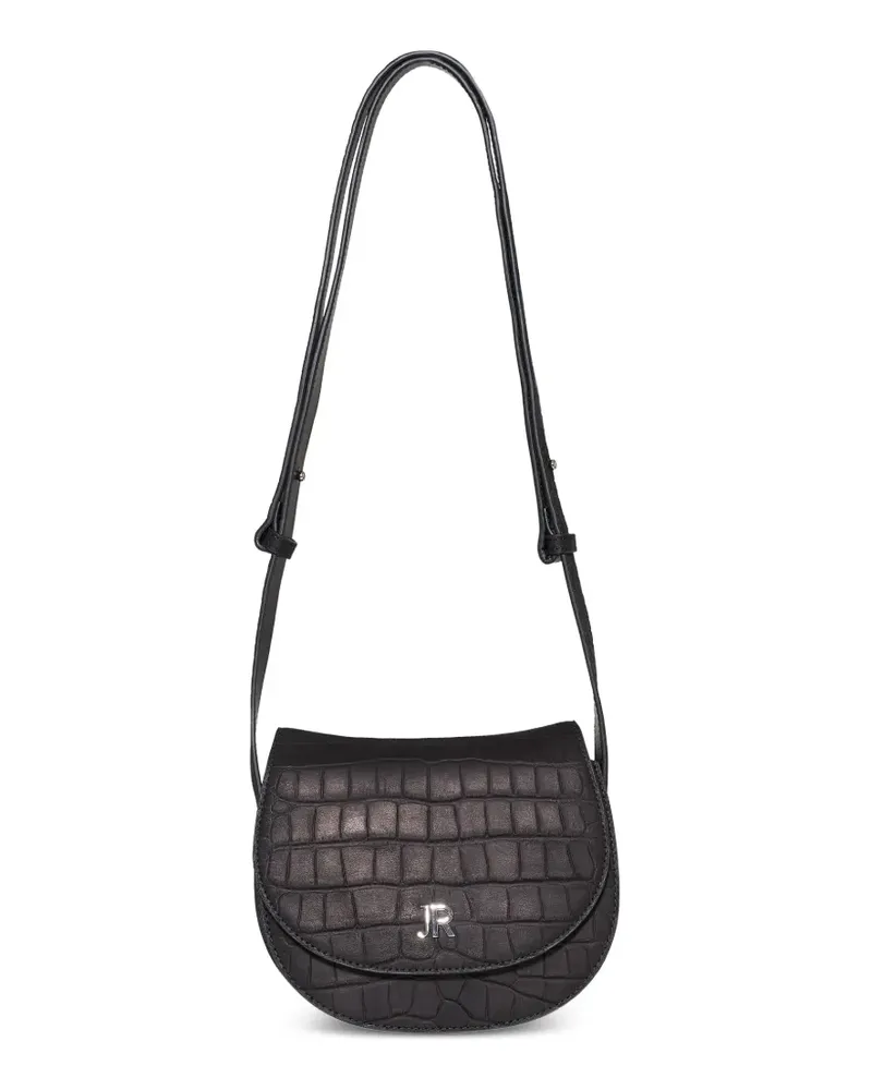 John Richmond Schultertasche mit Kroko-Effekt - Schwarz Schwarz