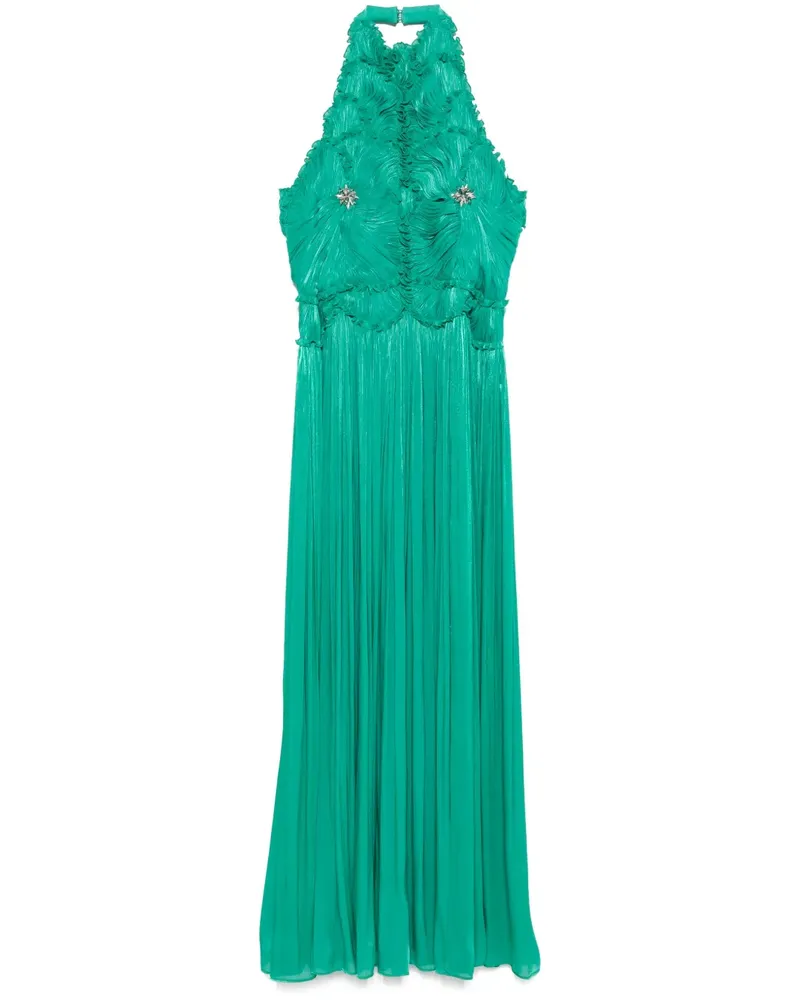 COSTARELLOS Georgette-Maxikleid aus Lurex - Grün Grün