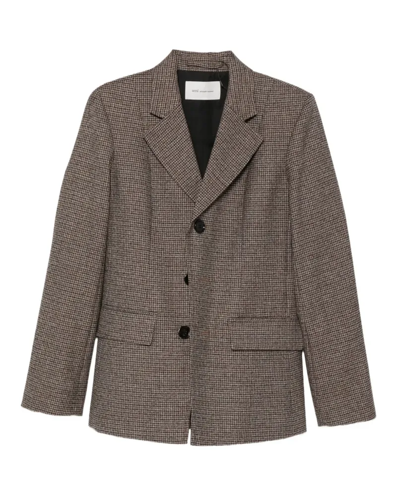 AMI Paris check single-breasted coat - Braun Braun
