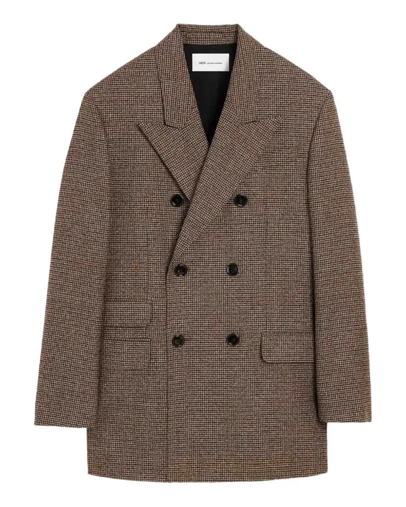AMI Paris Doppelreihiger Blazer mit Hahnentrittmuster - Braun Braun