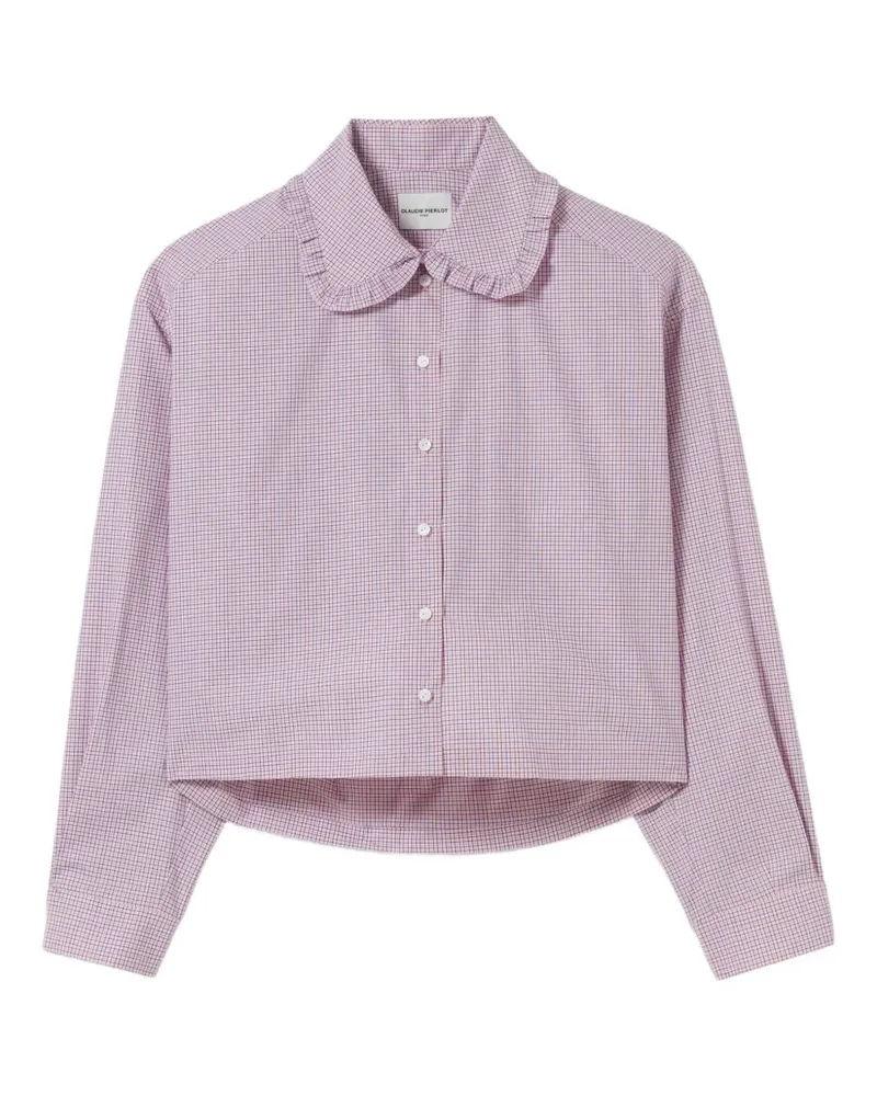 Claudie Pierlot Kariertes Hemd mit Rüschenkragen - Rosa Rosa