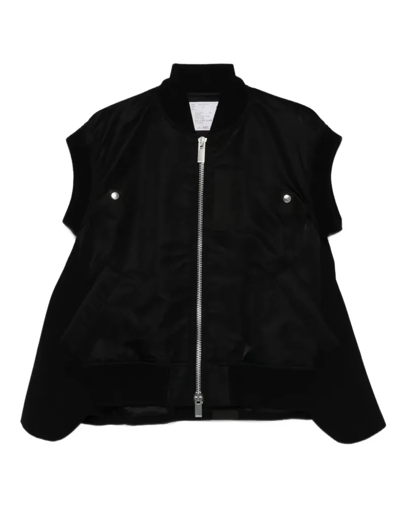 Sacai zip-up gilet - Schwarz Schwarz