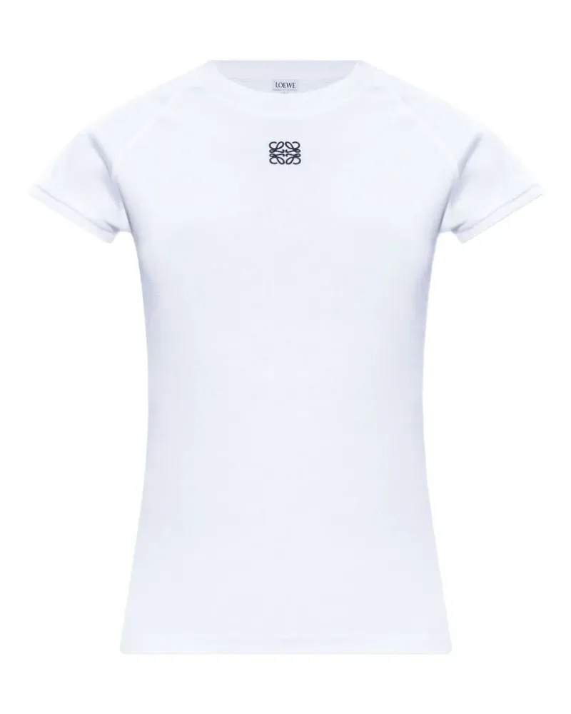 Loewe Raglanärmel-T-Shirt mit Logo-Stickerei - Weiß Weiß
