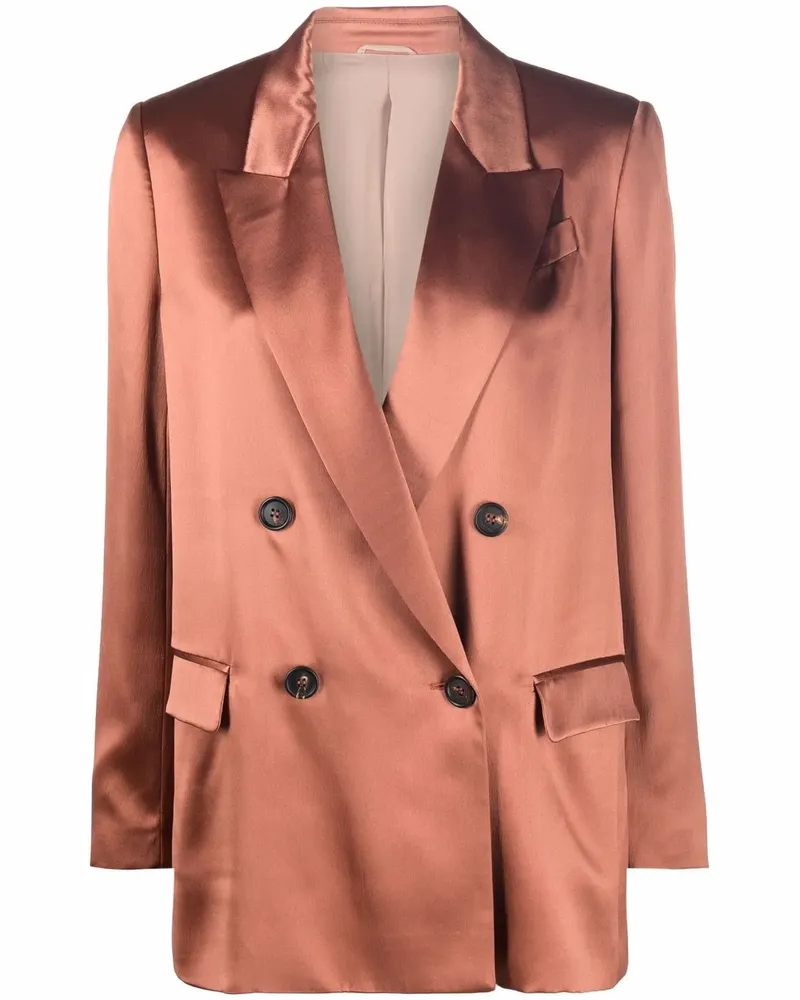 Brunello Cucinelli Doppelreihiger Seidenblazer - Orange Orange