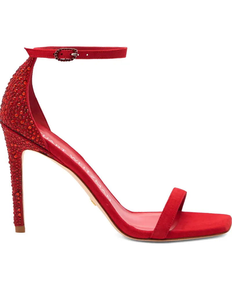 Stuart Weitzman 100mm Nudistcurve royale crystal-pearl-embellished heeled sandals - Rot Rot