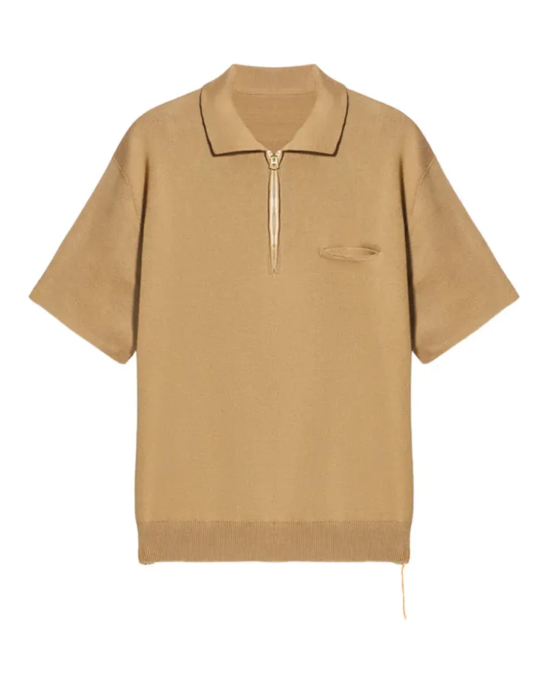 Fortela Laight zip front-pocket polo shirt - Nude Nude