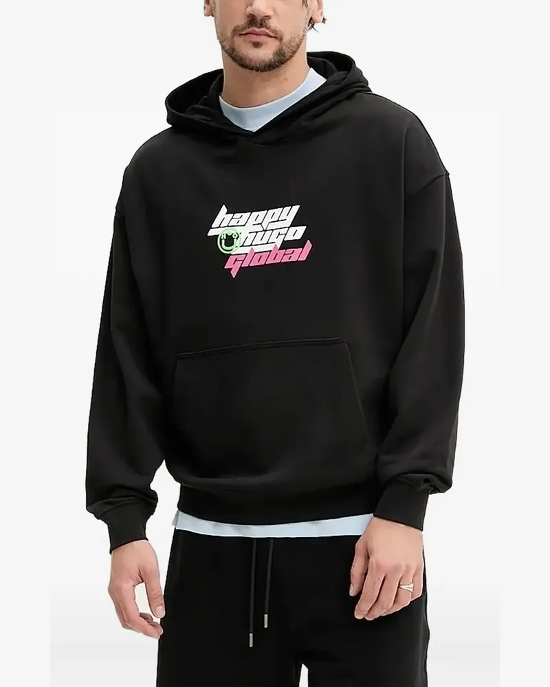 HUGO BOSS Hoodie mit grafischem Print - Schwarz Schwarz