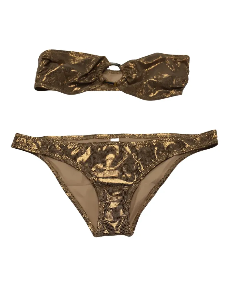 Solid and Striped Strapless bikini - Gold Gold