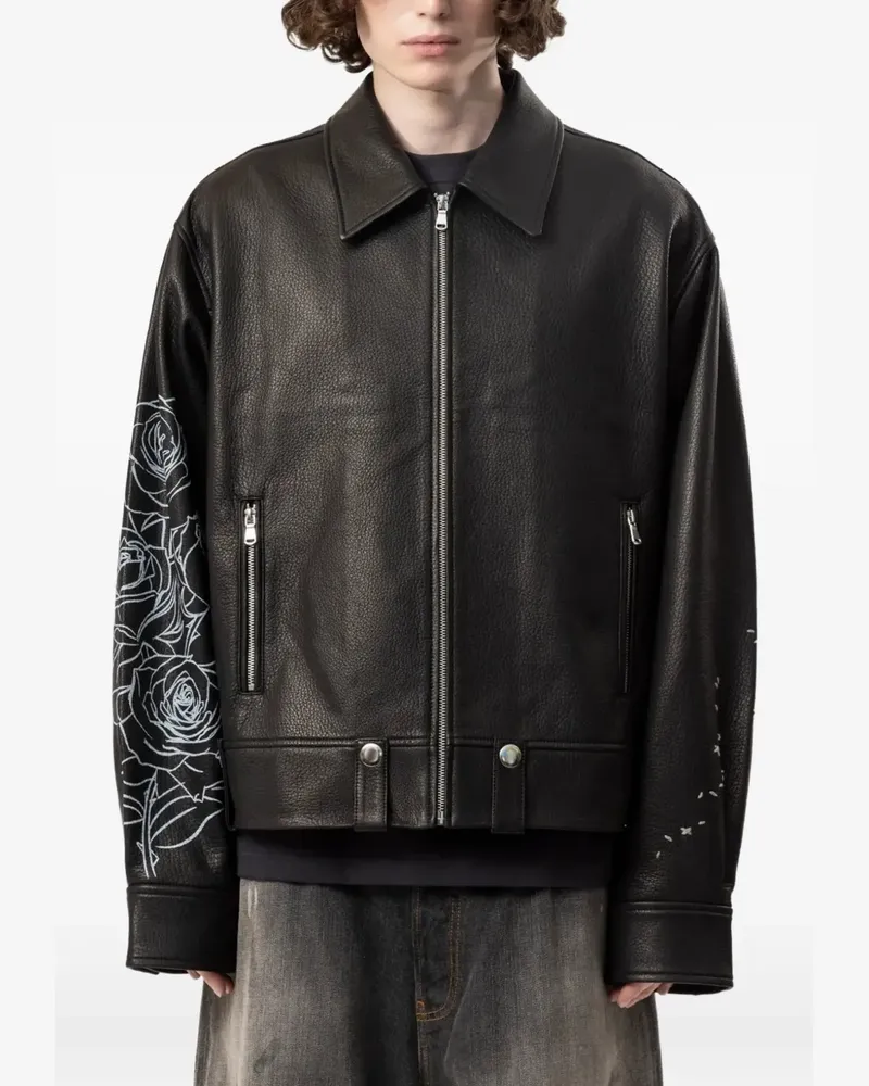 DOMREBEL Roses lambskin jacket - Schwarz Schwarz