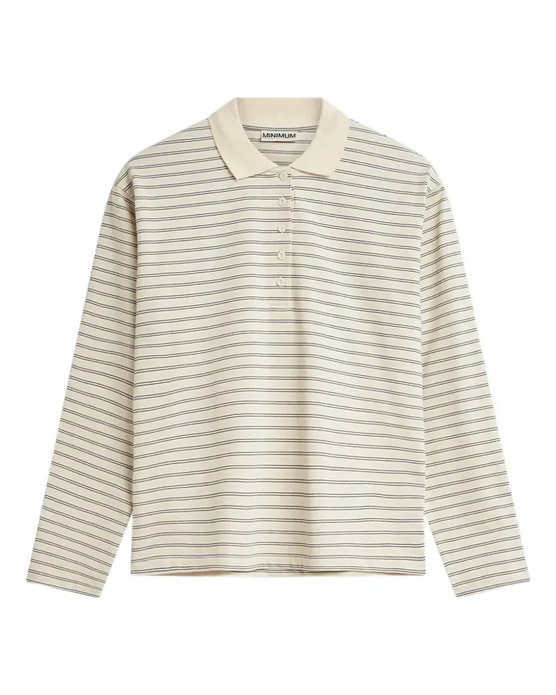 Minimum Tilde striped long-sleeve polo shirt - Nude Nude