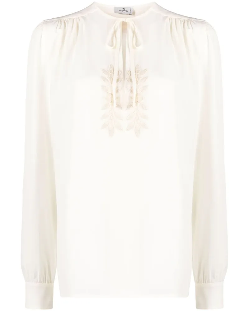 Etro Bluse aus Seide mit Blattstickerei - Nude Nude