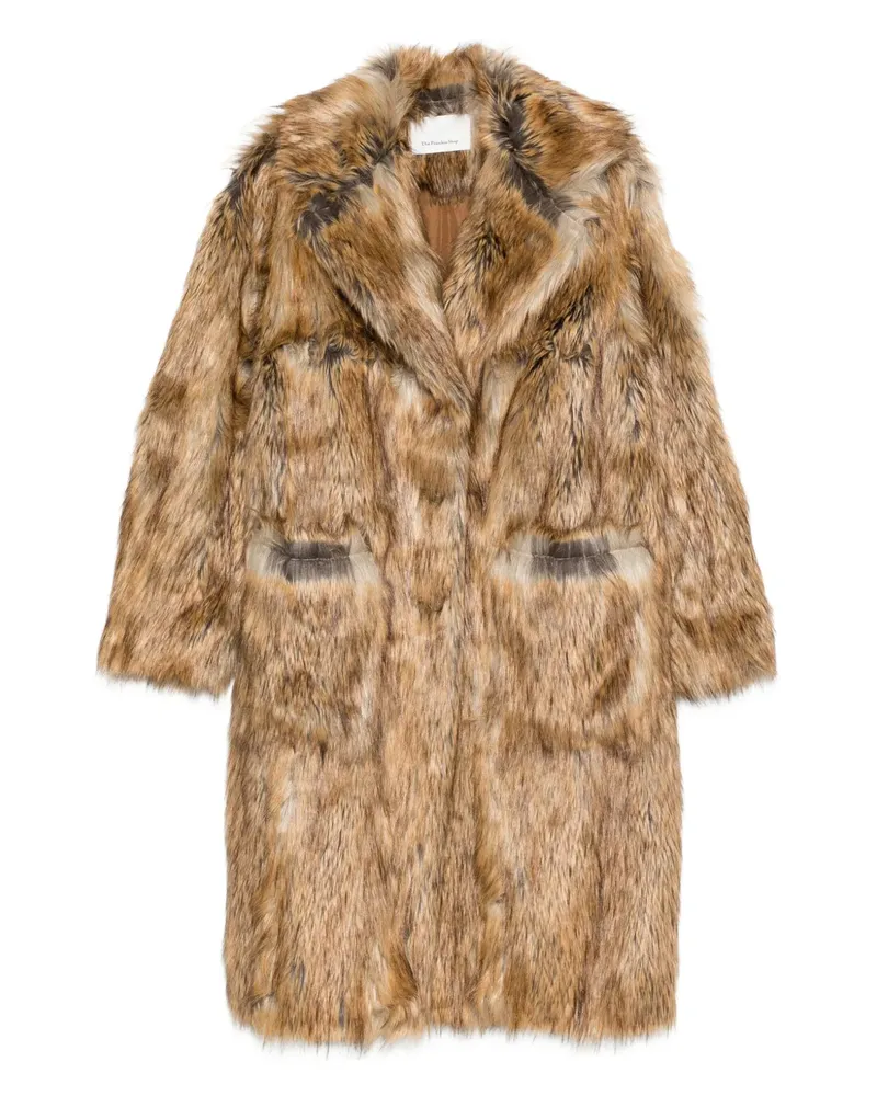 FRANKIE Shop Mantel aus Faux Fur mit Knopfverschluss - Braun Braun