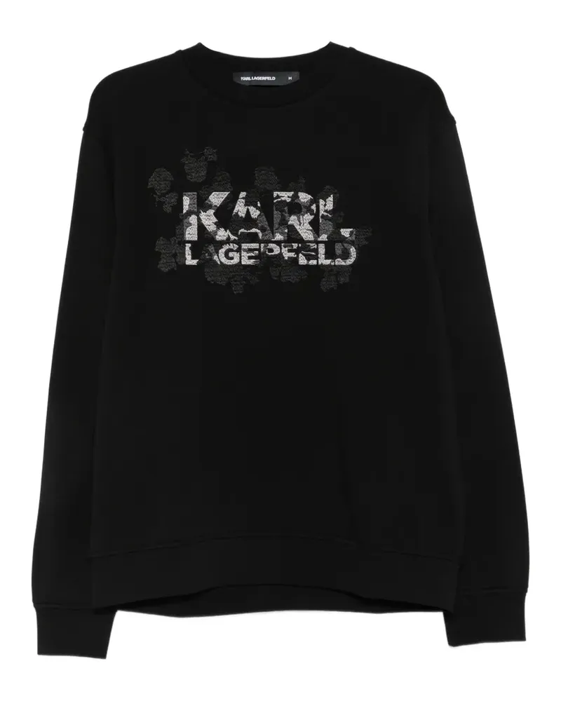 Karl Lagerfeld logo-embroidered crew-neck sweatshirt - Schwarz Schwarz