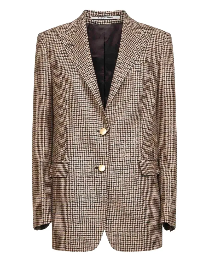 Tagliatore houndstooth peak-lapel blazer - Nude Nude