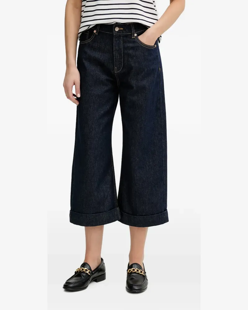Benetton Weite Cropped-Jeans - Blau Blau