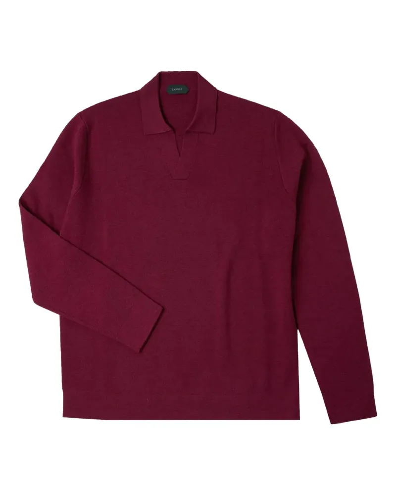 Zanone Poloshirt mit V-Ausschnitt - Rot Rot