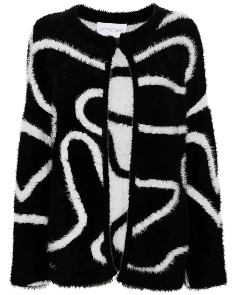 AZ FACTORY Gebürsteter Intarsien-Cardigan - Schwarz Schwarz