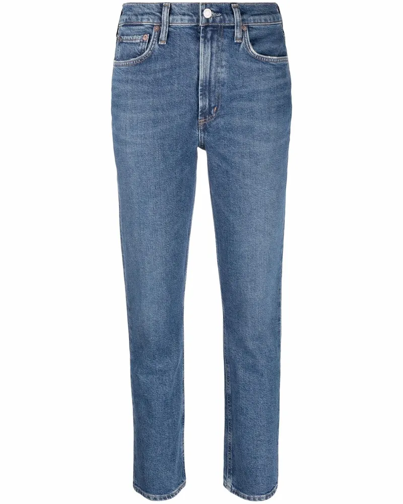 AGOLDE Gerade High-Rise-Jeans Blau