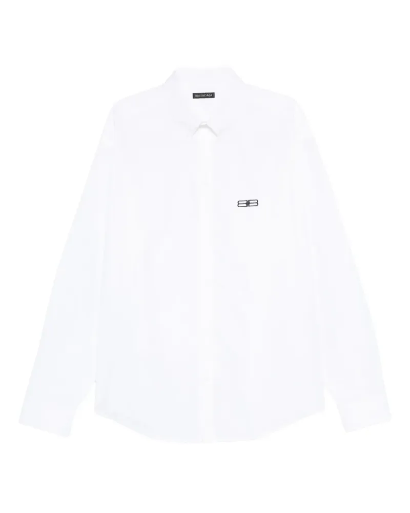 Balenciaga Hemd mit Logo-Stickerei - Weiß Weiß