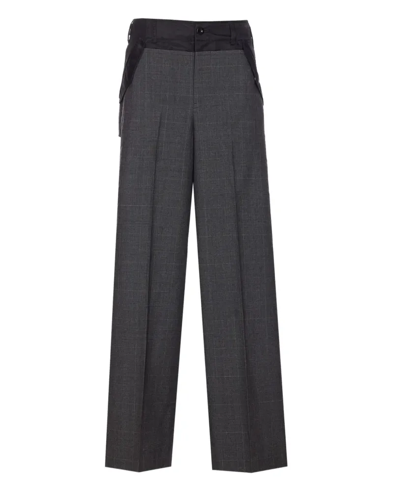 Sacai Karierte Hose mit Schnalle - Grau Grau