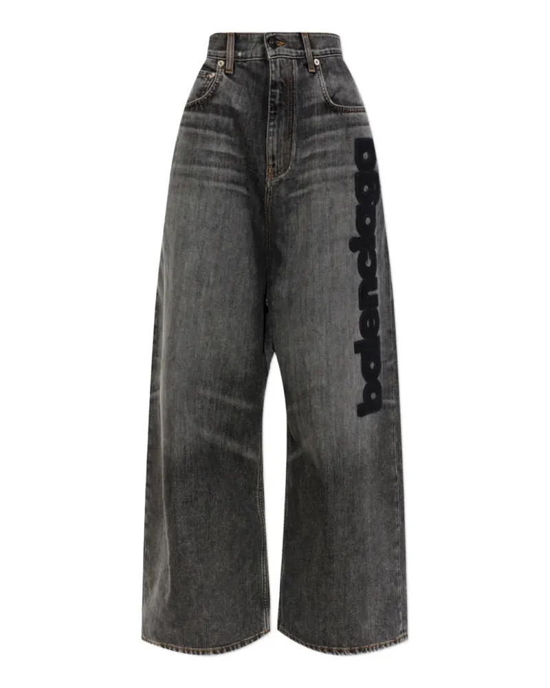 Balenciaga logo-patch wide-leg jeans - Grau Grau