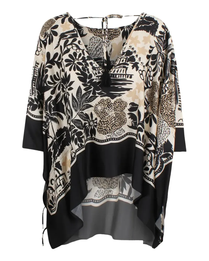 Ermanno Scervino V-neck print-detail top - Schwarz Schwarz