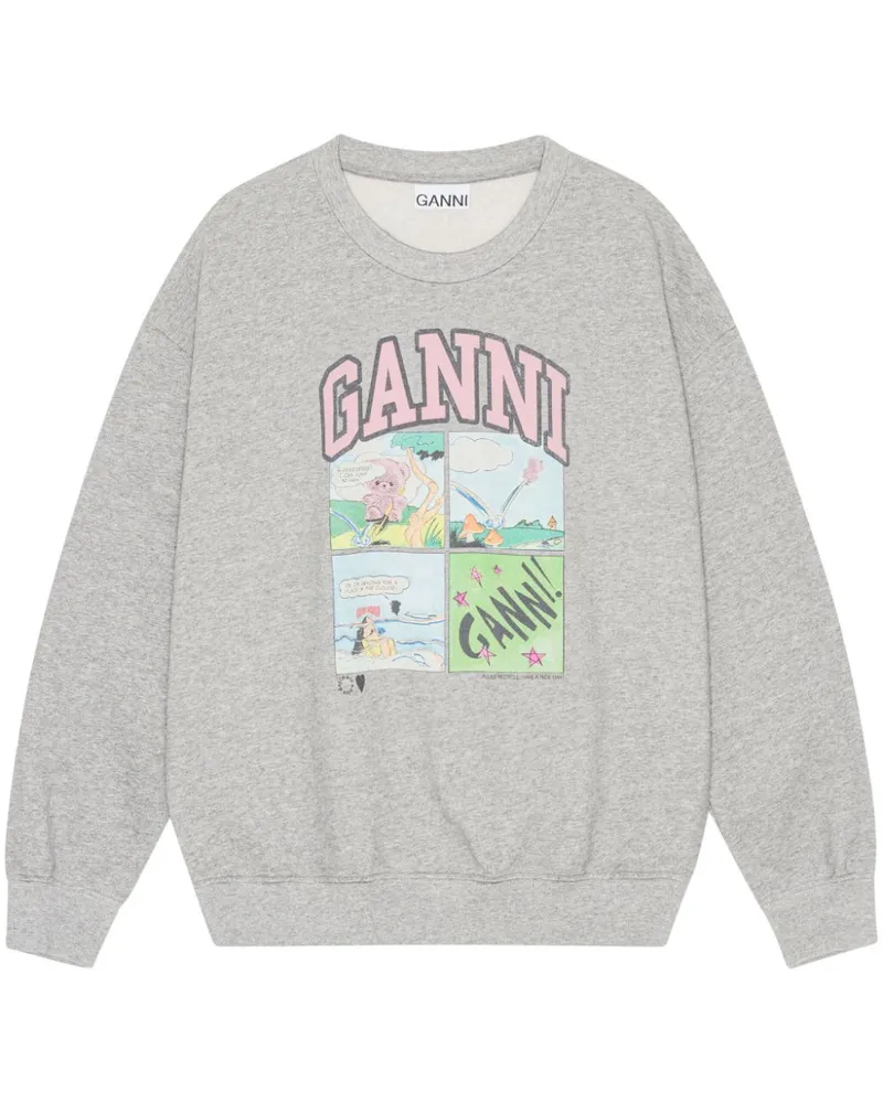 Ganni Sweatshirt mit Print - Grau Grau