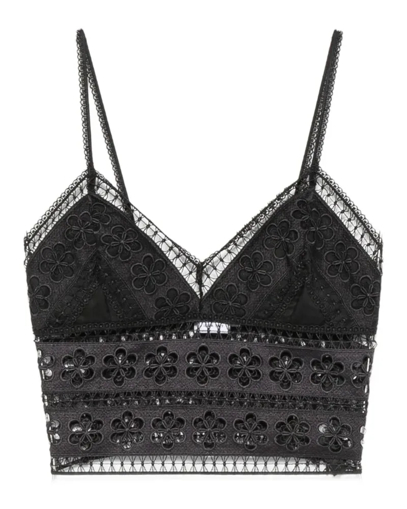 Charo Ruiz Melie guipure-lace cropped top - Schwarz Schwarz